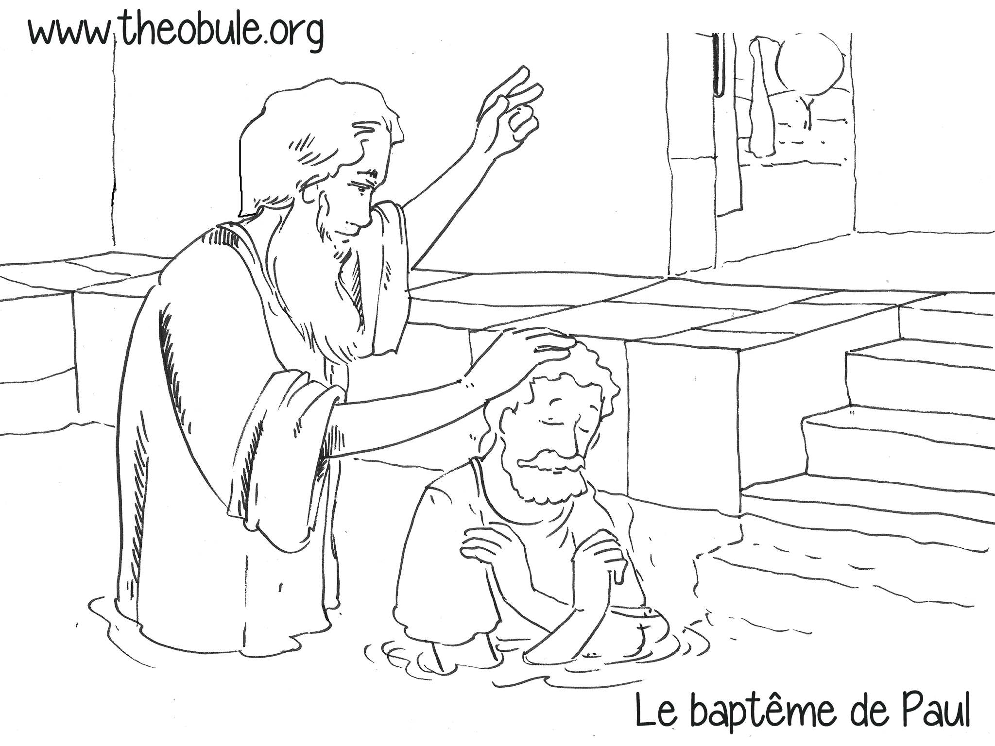 Coloriages Coloriage Sur la route de Damas Imprimer